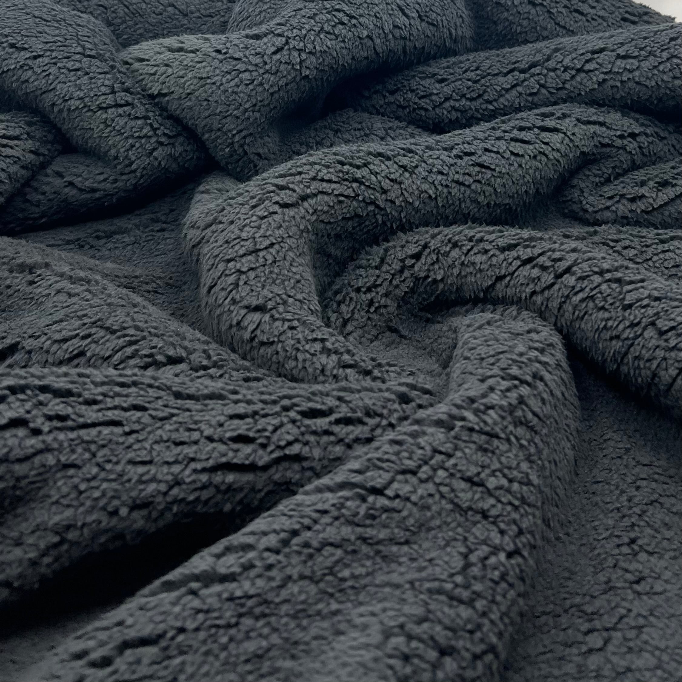 Black Luxury Sherpa Backed Fleece Fluffy Faux Fur Fabric